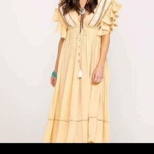 Free people floral ruffle sleeve dress